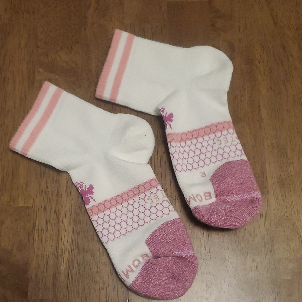 Bombas X Eleven by Venus Williams White and Pink Lotus Athletic Socks Medium - Picture 6 of 6